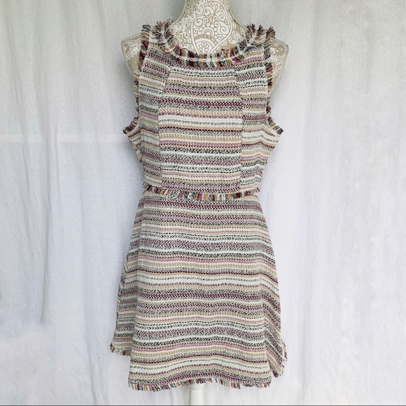 She and Sky // NWT Off White, Maroon Tweed Mini Shift Dress Sz Large dr1 - Picture 1 of 9